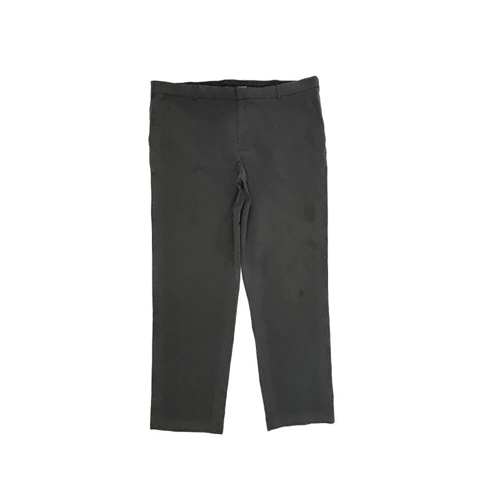 Van Heusen Chino Pants Mens 40x32 Gray Straight Leg Flex Flat‎ Front